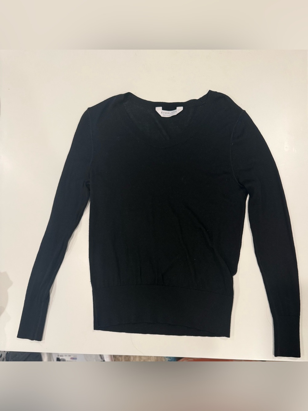 Everlane Black 100% Wool Lightweight Crew Sweater XS
